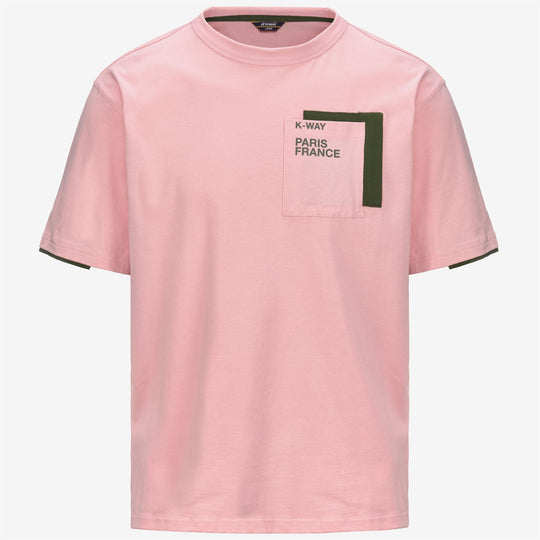 FANTOME CONTRAST POCKETS - T-SHIRTS & TOP - MAN - PINK ASH - GREEN CYPRESS