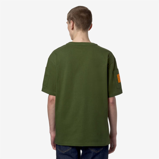 FANTOME SLEEVE POCKET - T-SHIRTS & TOP - MAN - GREEN CYPRESS-ORANGE MD