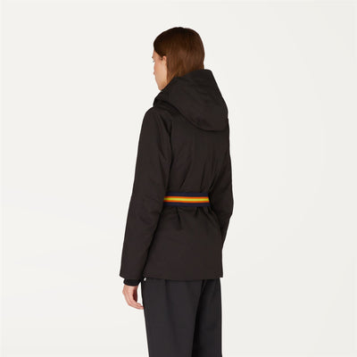 Jackets Woman Giselle Micro Twill Mid Black | kway Dressed Front Double		