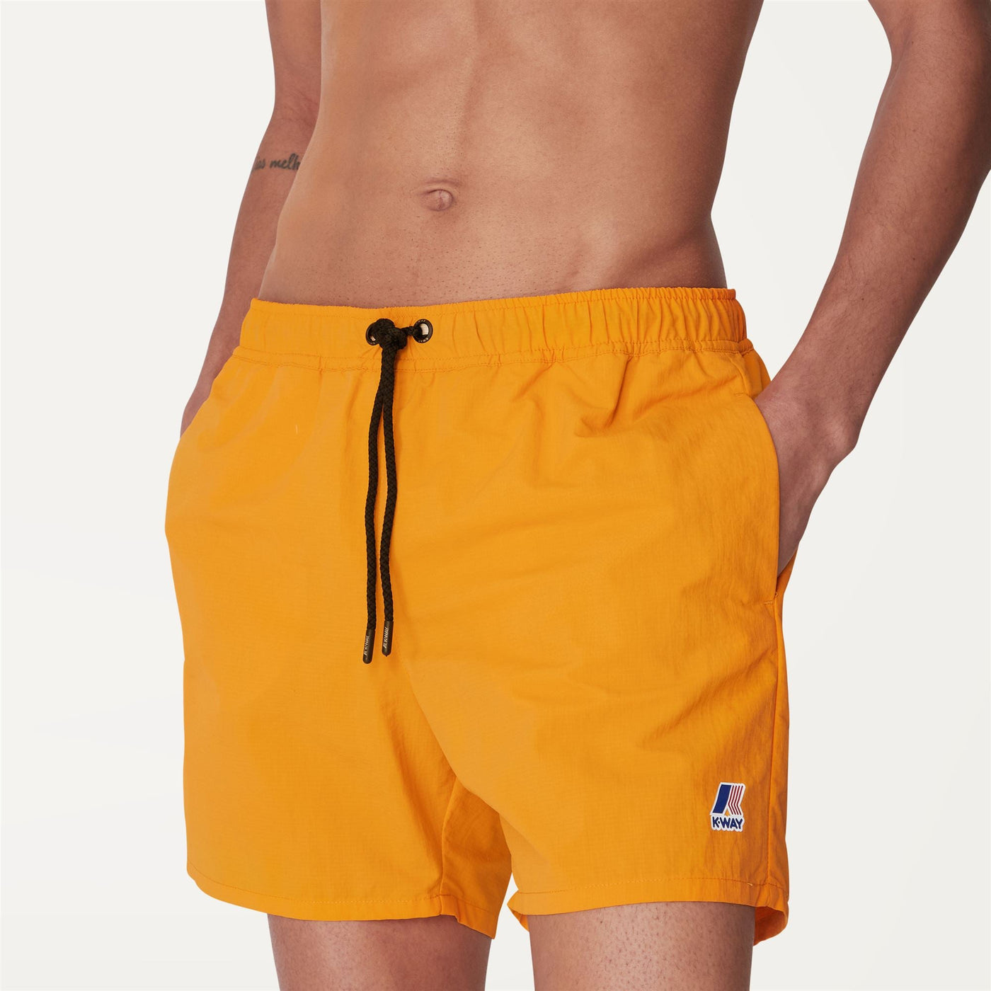 Bathing Suits Man LE VRAI Olivier Swimming Trunk Orange Saffron | K-Way Detail Double