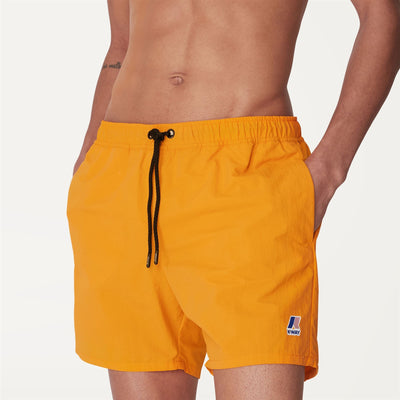 Bathing Suits Man LE VRAI Olivier Swimming Trunk Orange Saffron | K-Way Detail Double