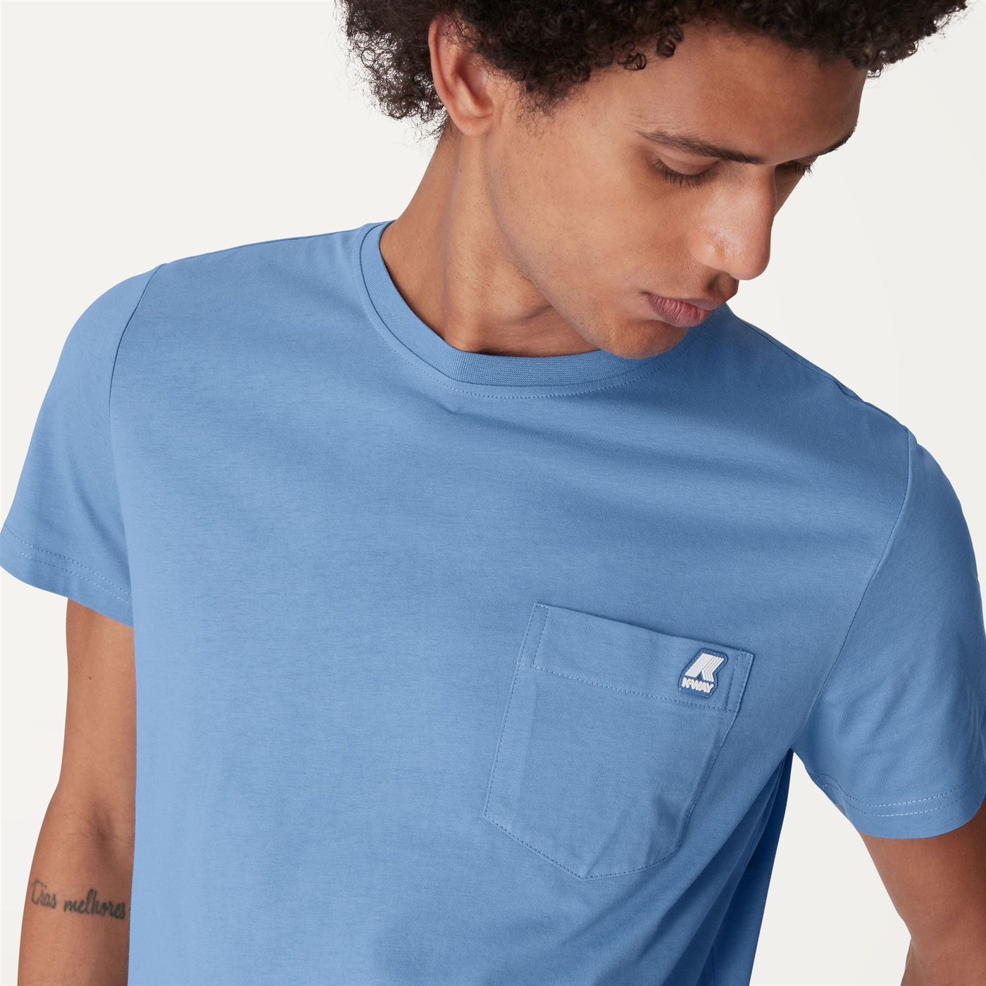 T-ShirtsTop Man Sigur T-Shirt Blue Smoked | K-Way Detail Double