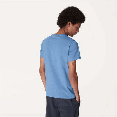 T-ShirtsTop Man Sigur T-Shirt Blue Smoked | K-Way Dressed Front Double