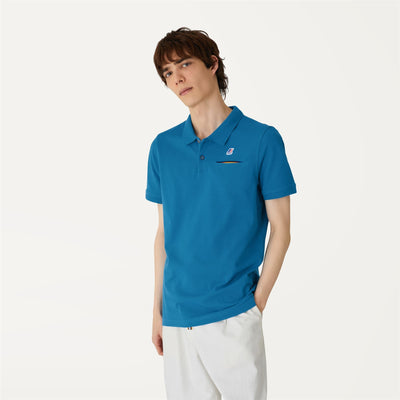 Polo Shirts Man BRIAC STRETCH Polo BLUE TURQUOISE | K-Way Dressed Back (jpg Rgb)