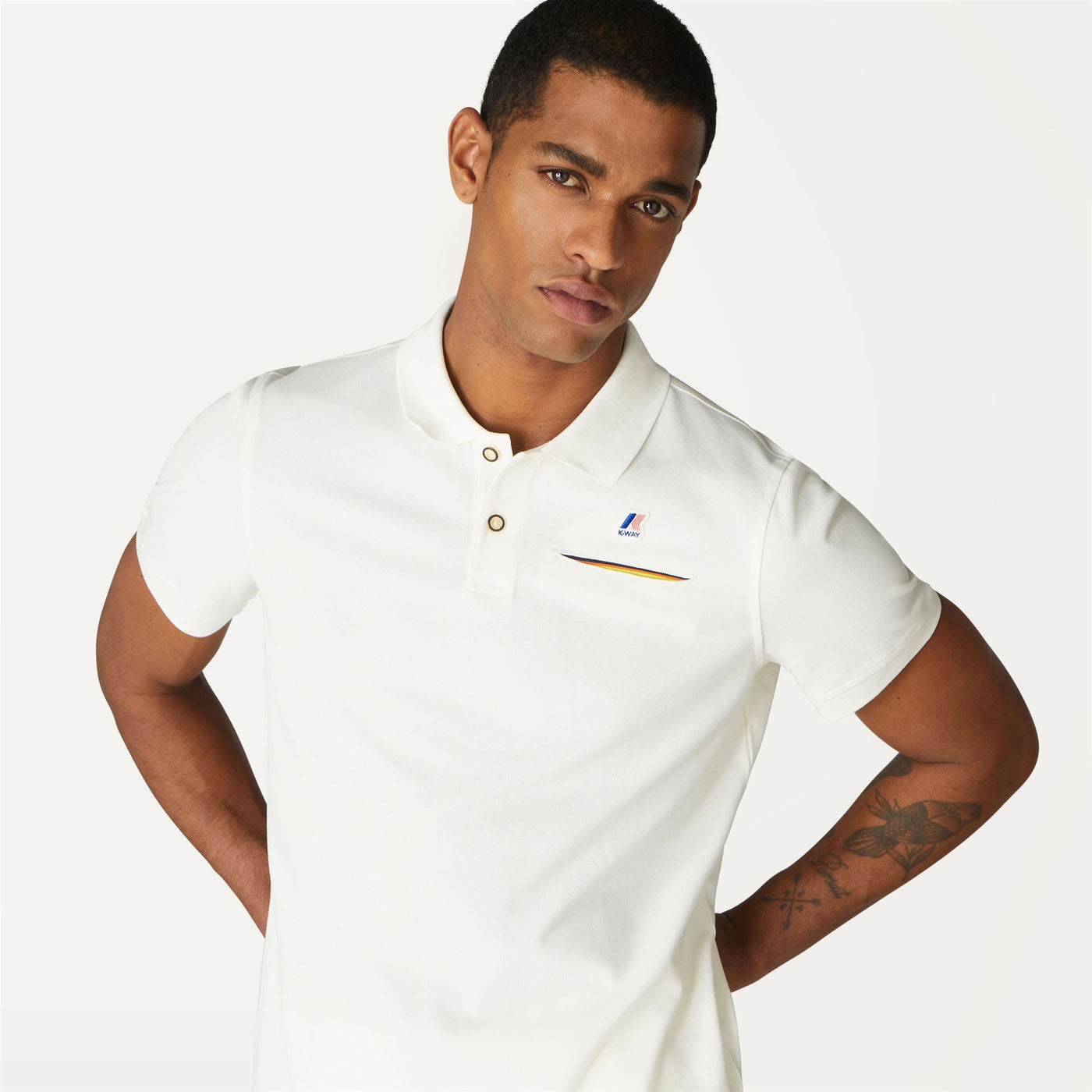 Polo Shirts Man BRIAC STRETCH Polo White | K-Way Detail Double