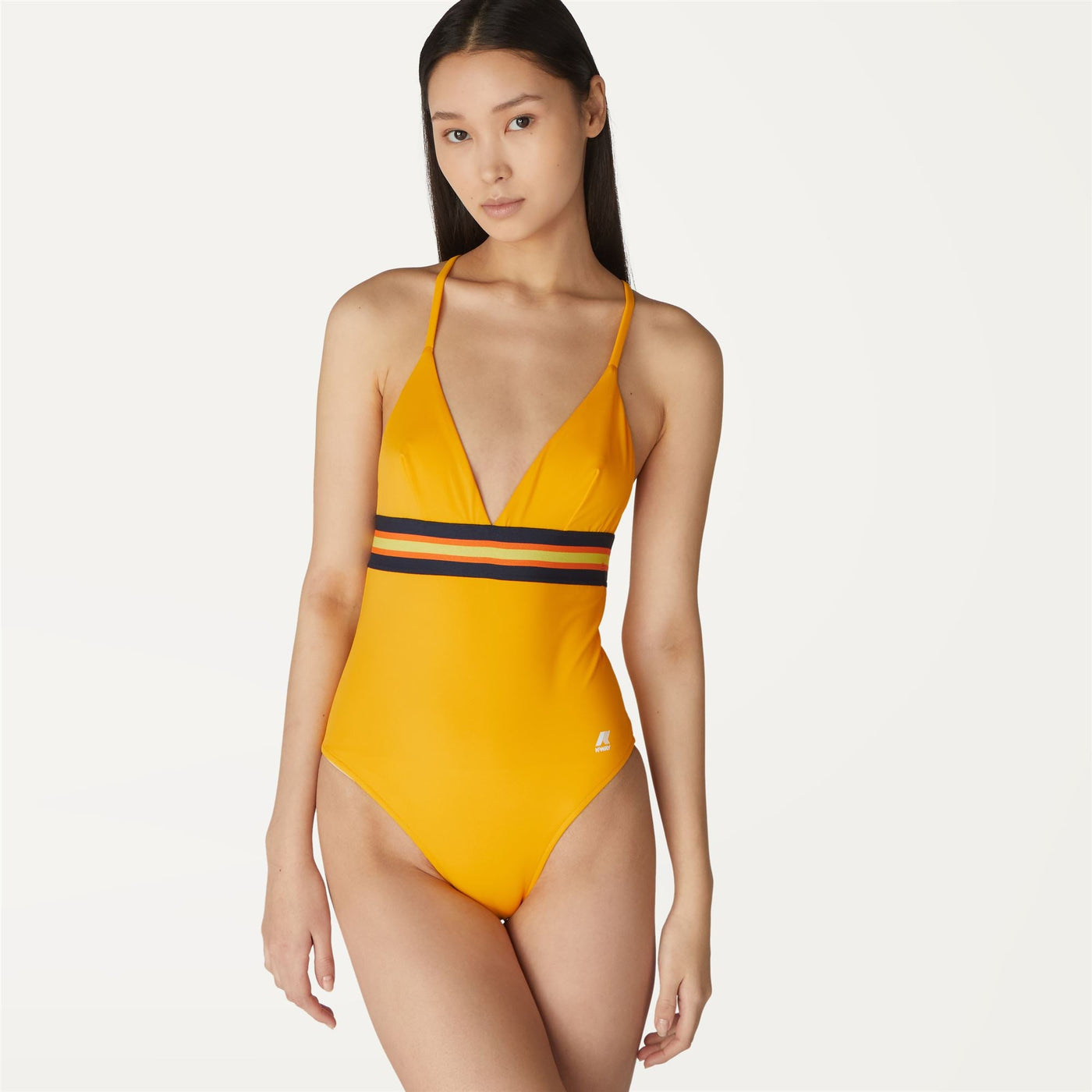 Bathing Suits Woman Katline Tape Swimsuit Orange Saffron | K-Way Detail Double				