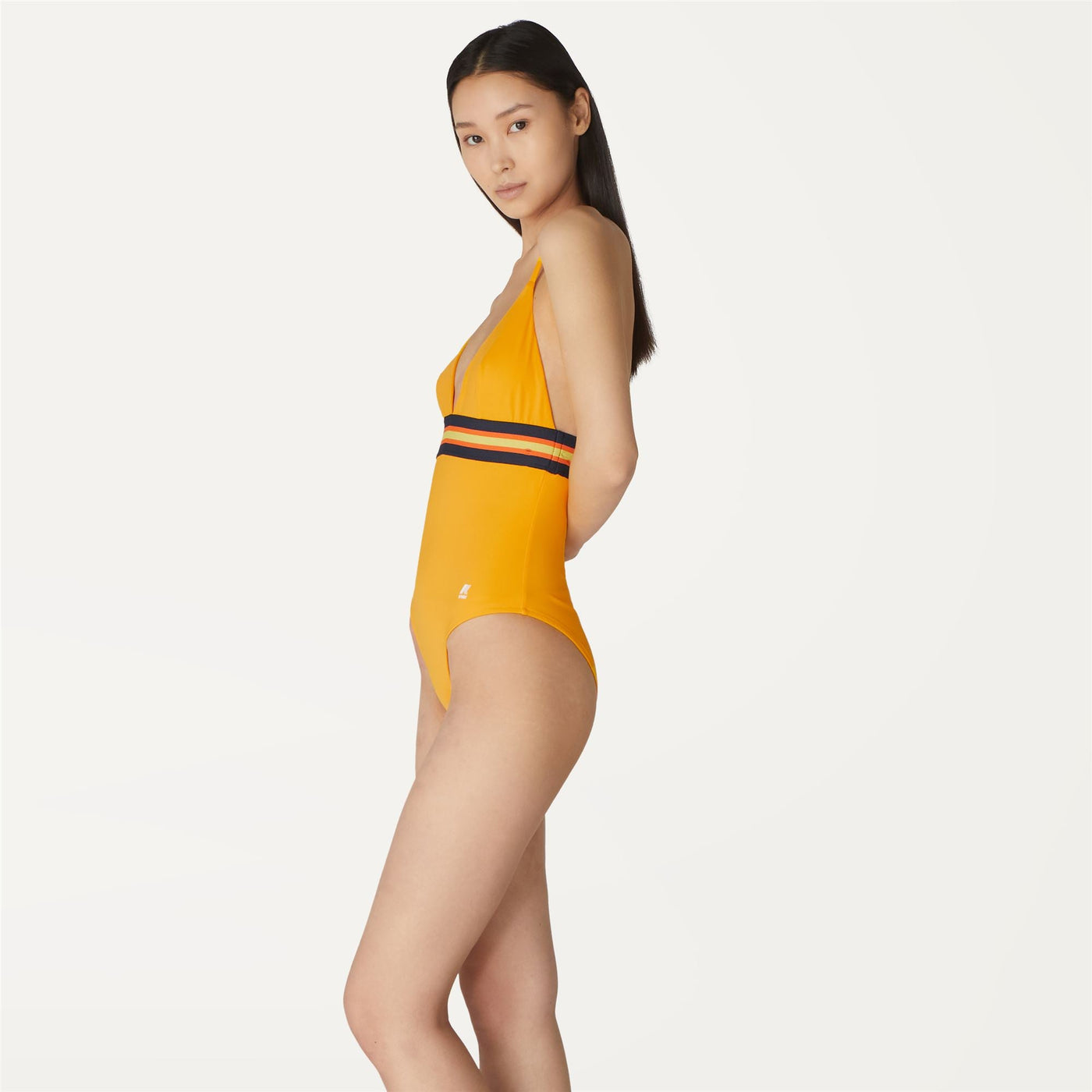 Bathing Suits Woman Katline Tape Swimsuit Orange Saffron | K-Way Detail (jpg Rgb)			