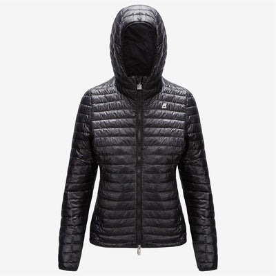 Jackets Woman LILY THERMO LIGHT REVERSIBLE Short Black Pure | K-Way Dressed Front (jpg Rgb)	