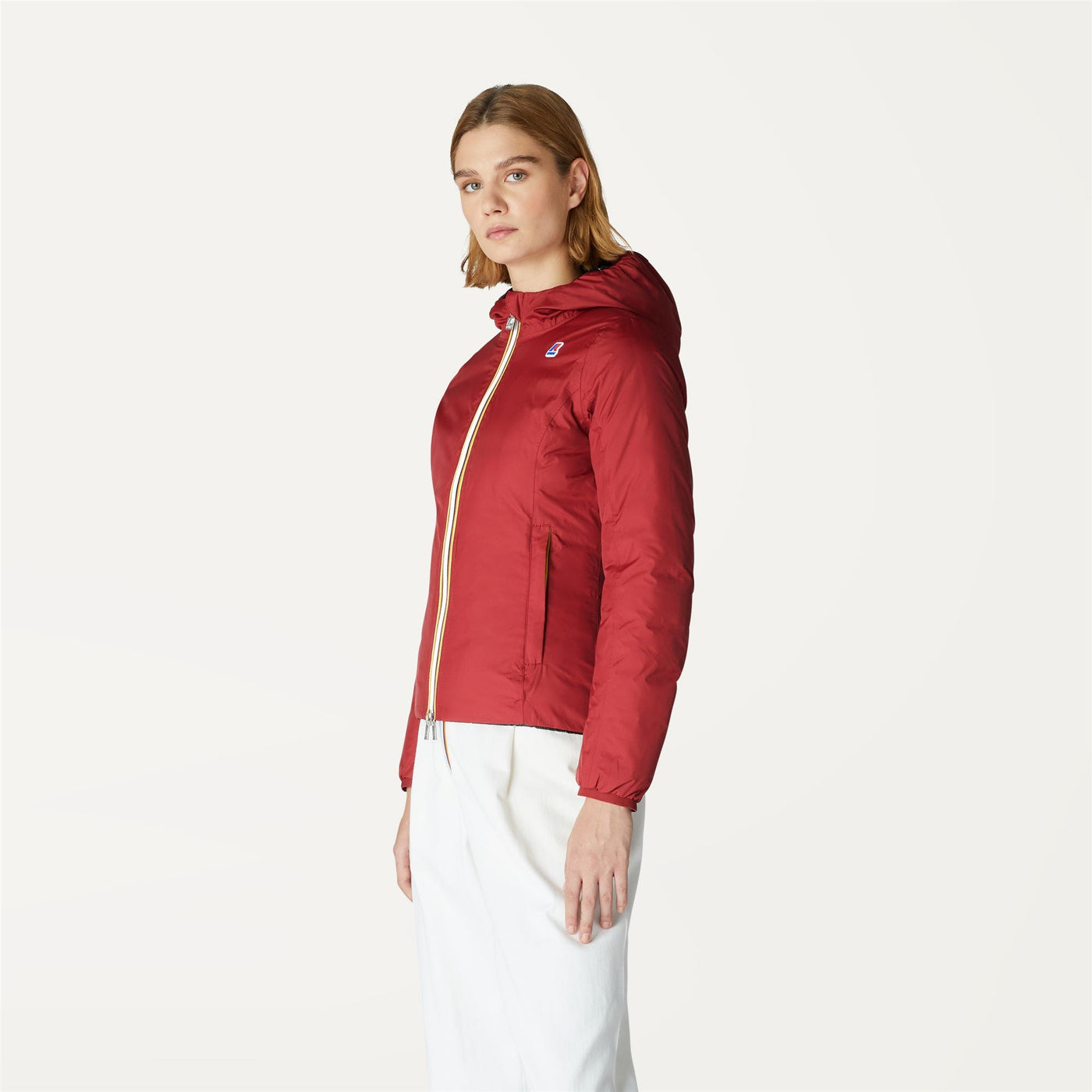 Jackets Woman LILY THERMO PLUS.2 REVERSIBLE Short Red Dk - Black Pure | K-Way Detail (jpg Rgb)			