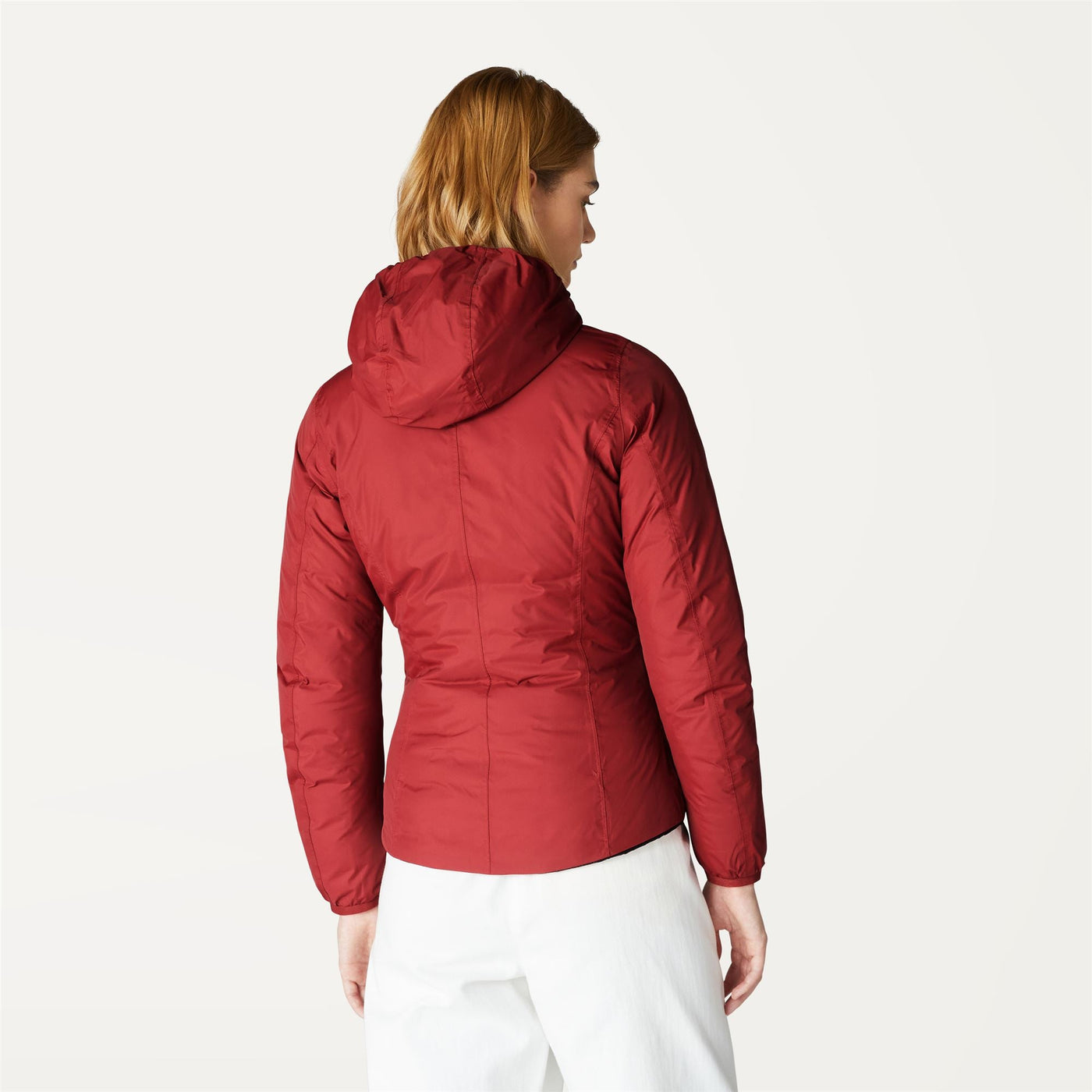 Jackets Woman LILY THERMO PLUS.2 REVERSIBLE Short Red Dk - Black Pure | K-Way Dressed Front Double		