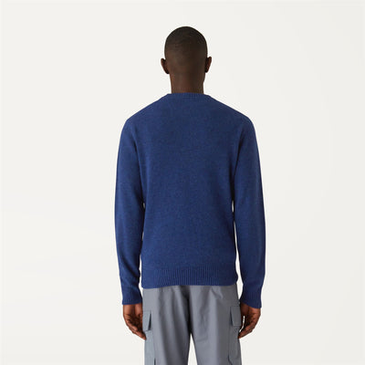 Knitwear Man SEBASTIEN LAMBSWOOL Pull  Over Blue Medieval | kway Dressed Front Double		