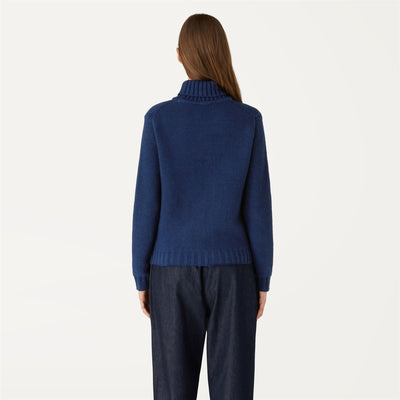 Knitwear Woman CLAIRIE BRAID Pull  Over Blue Medieval | kway Dressed Front Double		