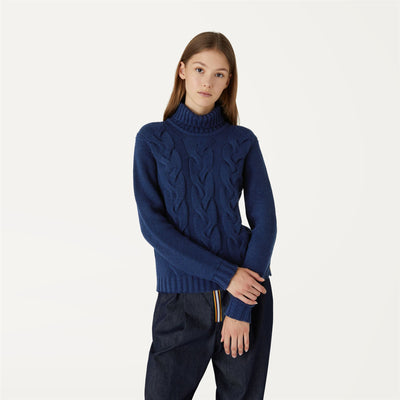 Knitwear Woman CLAIRIE BRAID Pull  Over Blue Medieval | kway Detail Double				