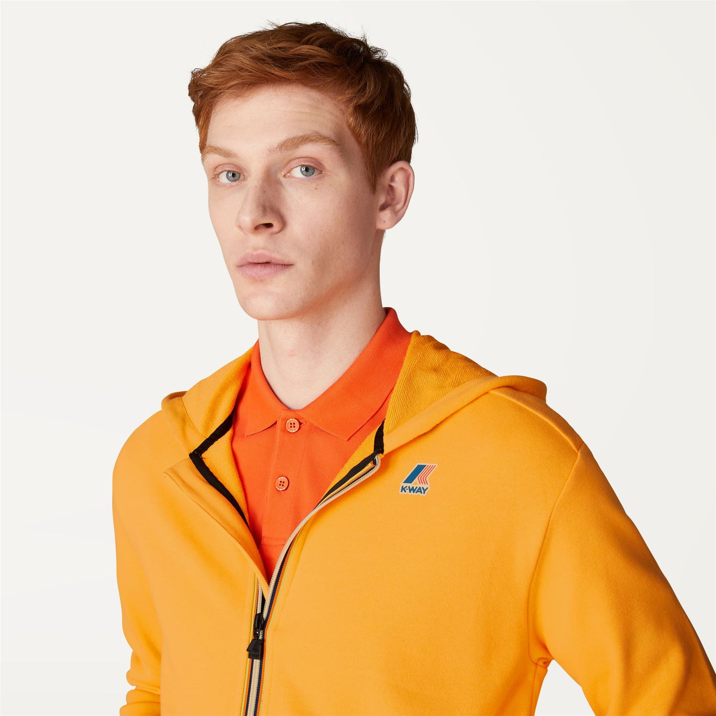 Fleece Unisex LE VRAI ARNEL POLY COTTON Jacket Orange Saffron | K-Way Detail Double