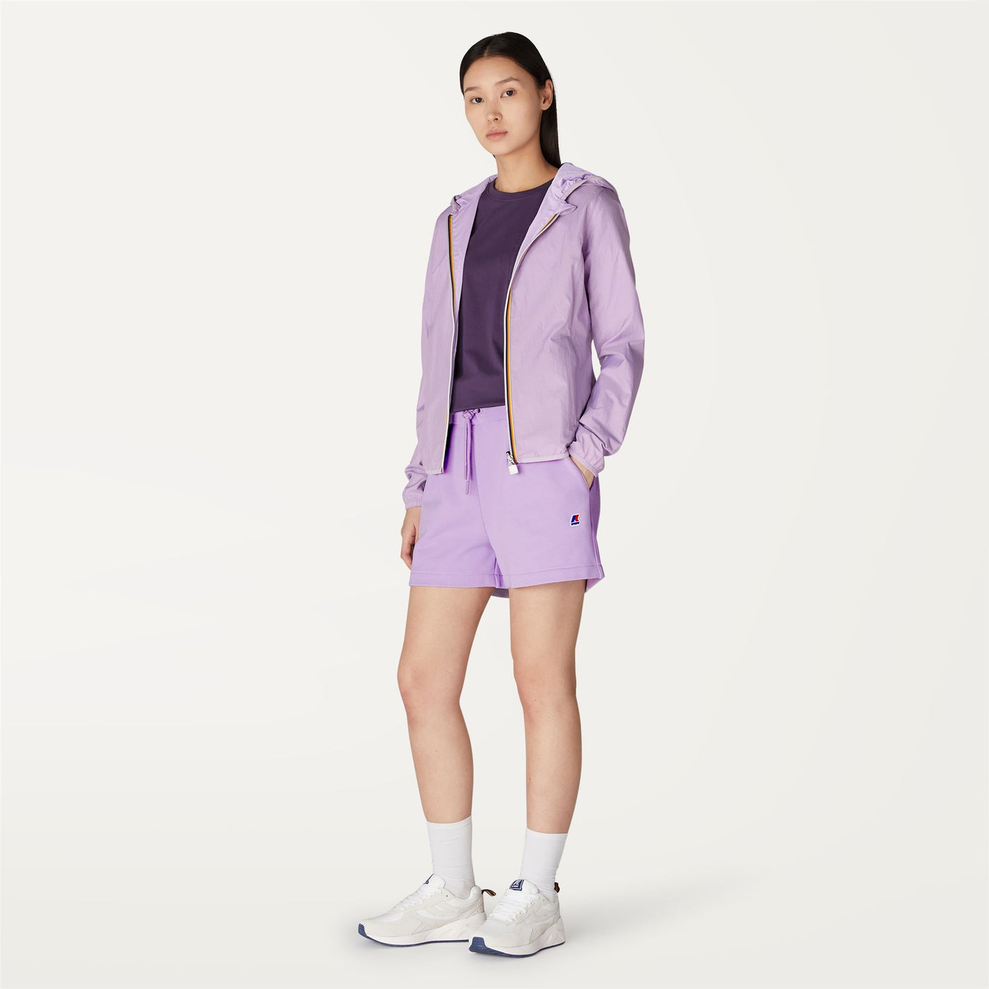 Shorts Woman CATE Sport  Shorts Violet Peonia | K-Way Dressed Back (jpg Rgb)