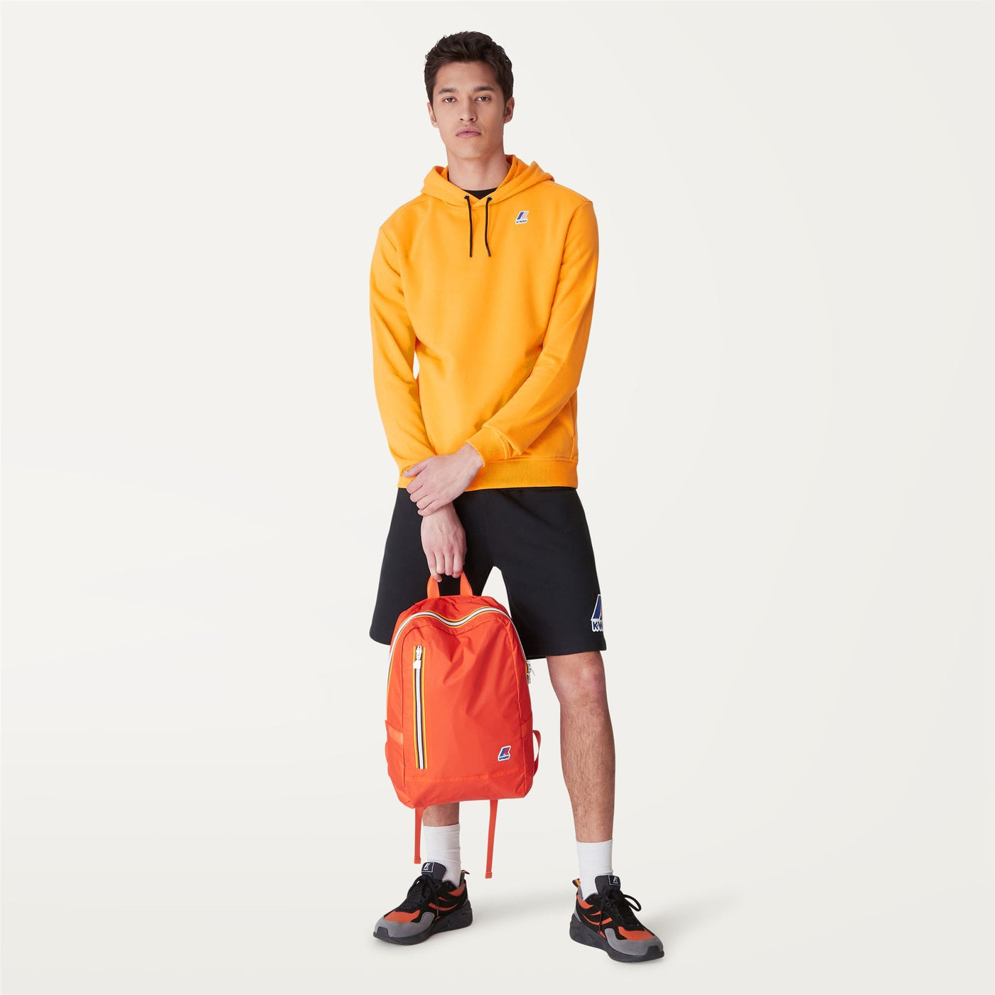 Fleece Unisex LE VRAI ARNETTE POLY COTTON Jumper Orange Saffron | K-Way Dressed Back (jpg Rgb)		