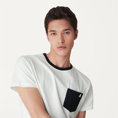 T-ShirtsTop Man SIGUR BICOLOR T-Shirt White - Blue Depth | K-Way Detail Double